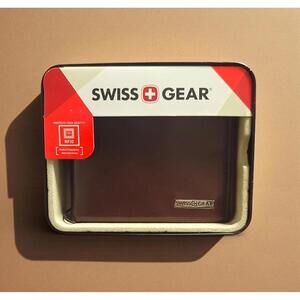 Swiss Gear RFID Brown Leather Wallet – New in Tin (Storage Wear on Case)
